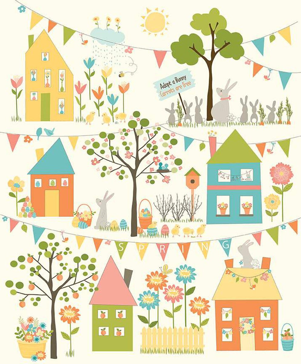 SPRING'S IN TOWN Panel Riley Blake Designs- 36"x43.5", Digitally Printed - 100 percent cotton … Sold by the Yard!
