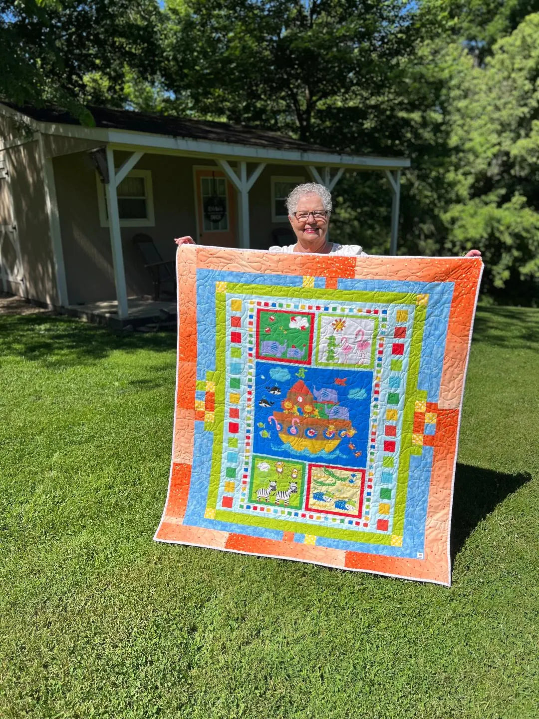 Noah’s Ark Panel for baby quilt - 100% Cotton Fabric. Sold by the yard only!