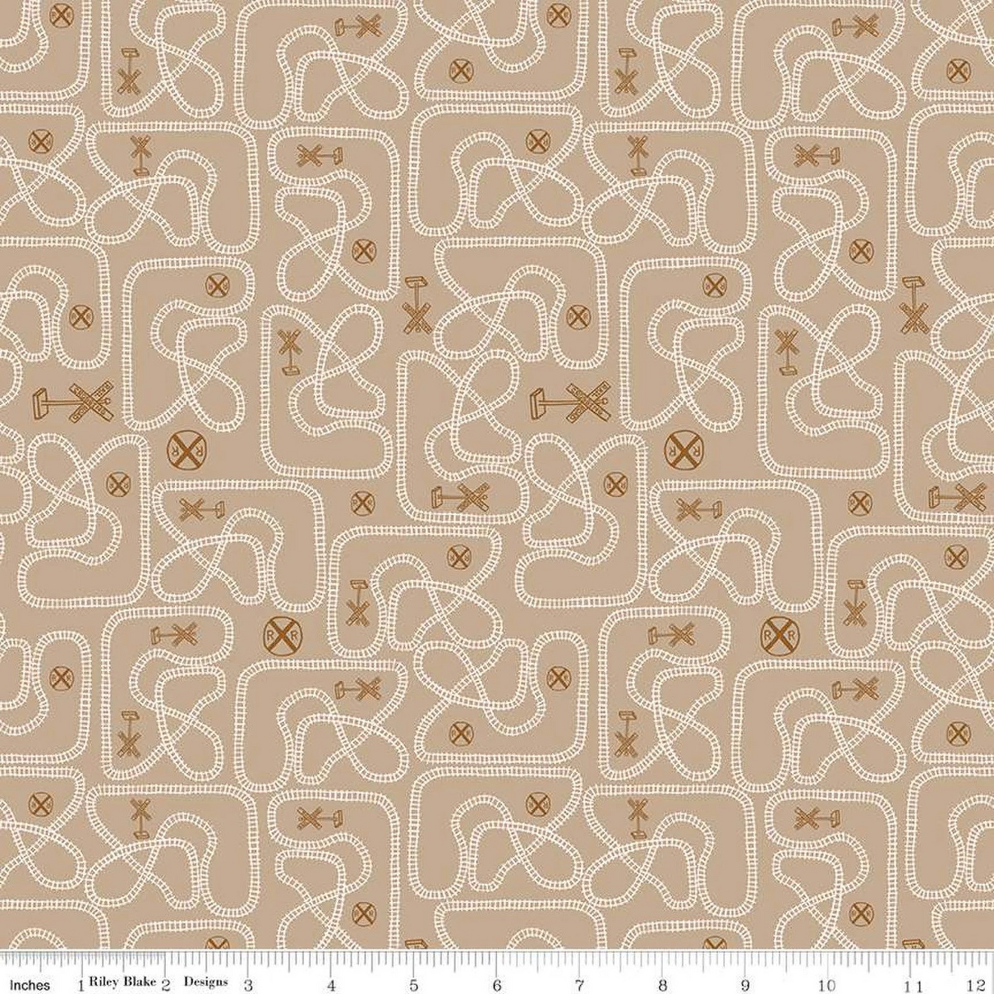 'Round the Mountain Table Tracks Tan - Riley Blake Designs - Quilting - Sold by the yard only! Blender Fabric