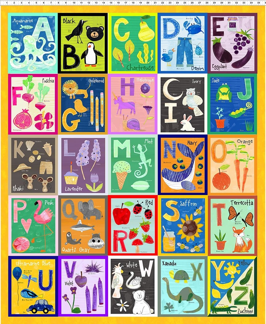 ABC's panels Each panel approximately 36" x 43" 1JHW-1 Panel - 100% cotton fabric - PANEL