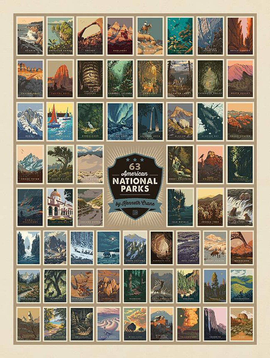 National Parks 63 American National Parks Panel from Riley Blake 2 yard panel Width: 54" x 72"