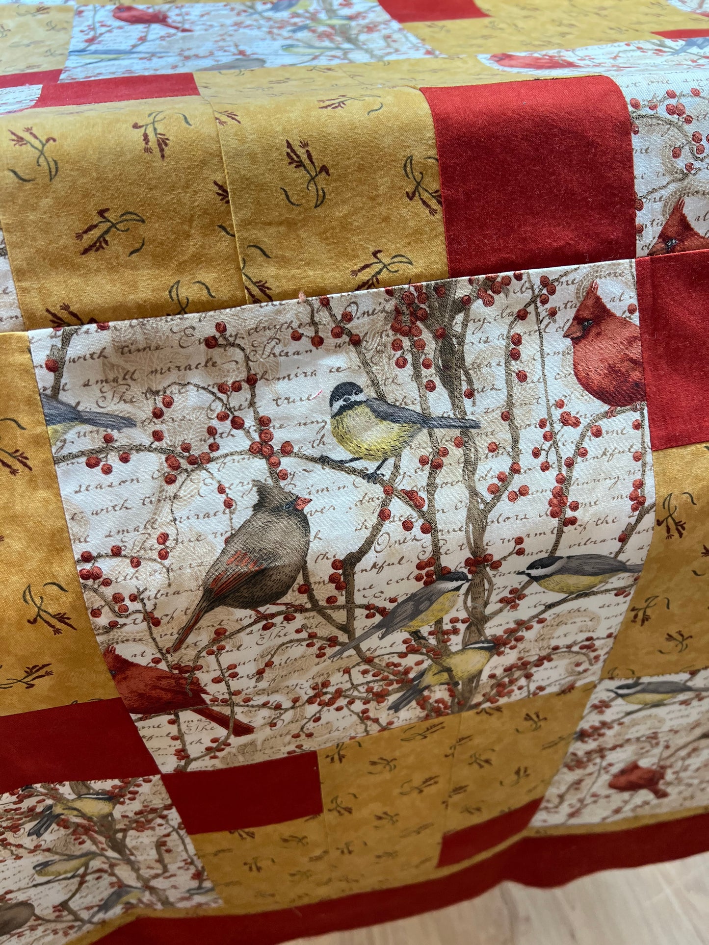 Long arm Quilting for Brenda Hays - Cardinal Quilts with military gold thread