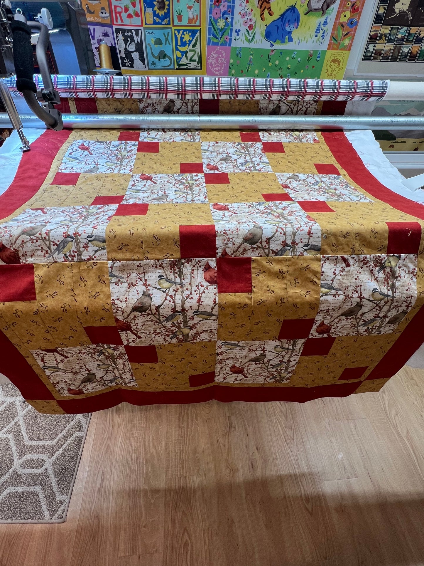 Long arm Quilting for Brenda Hays - Cardinal Quilts with military gold thread