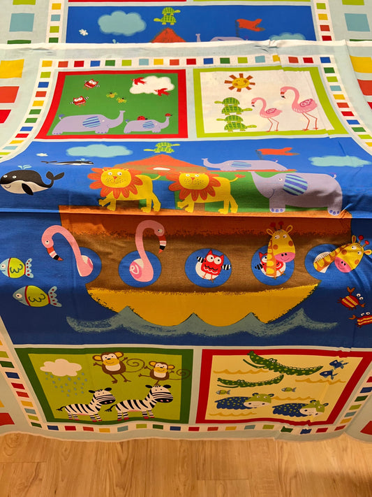 Noah’s Ark Panel for baby quilt -  100% Cotton Fabric.  Sold by the yard only!