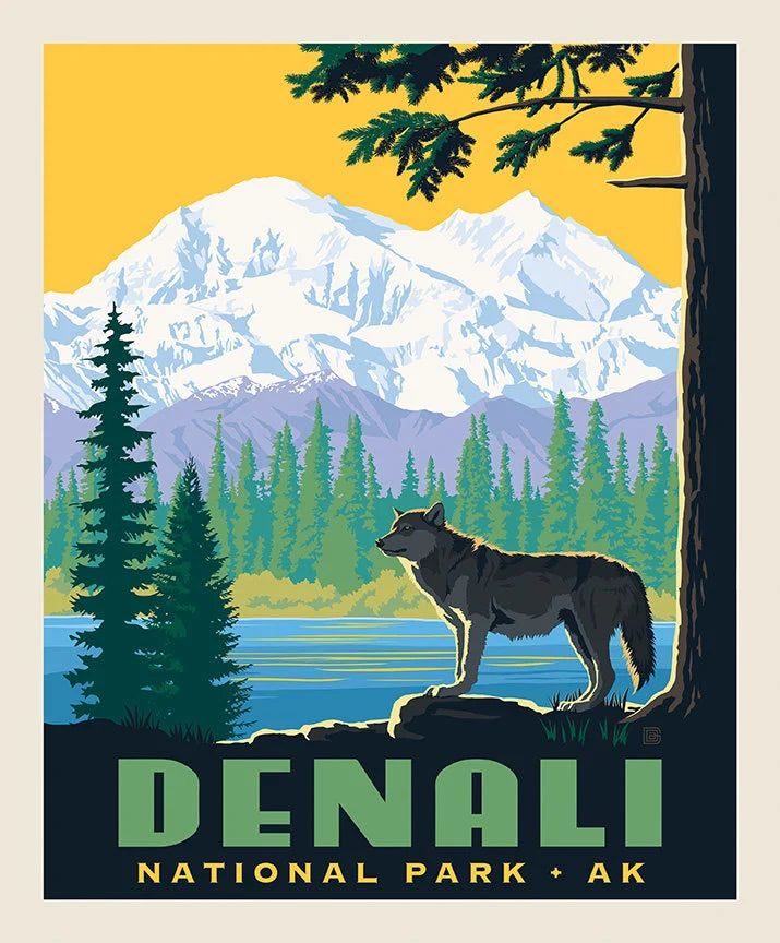 DENALI - National Parks Poster Panel  - 36"x43.5", Digitally Printed - 100 percent cotton … Sold by the Yard!