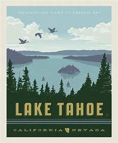 TAHOE Poster Panel  - 36"x43.5", Digitally Printed - 100 percent cotton … Sold by the Yard! Beautiful lake Tahoe