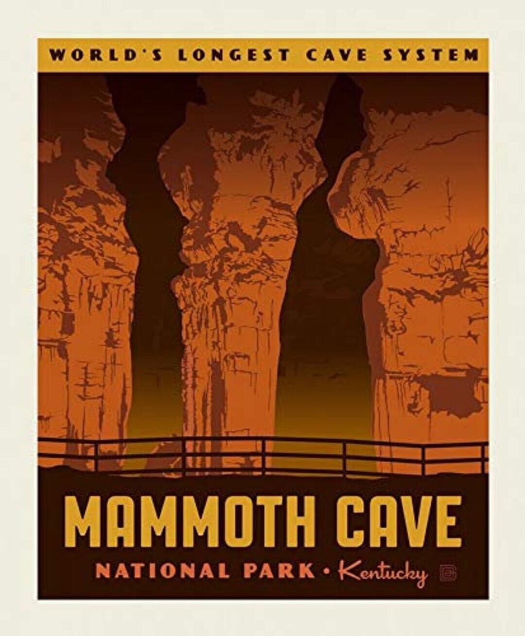 MAMMONTH CAVE National Parks Poster Panel  - 36"x43.5", Digitally Printed - 100 percent cotton … Sold by the Yard!