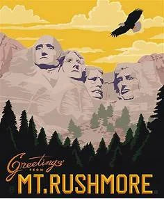 MT RUSHMORE National Parks Poster Panel  - 36"x43.5", Digitally Printed - 100 percent cotton … Sold by the Yard!