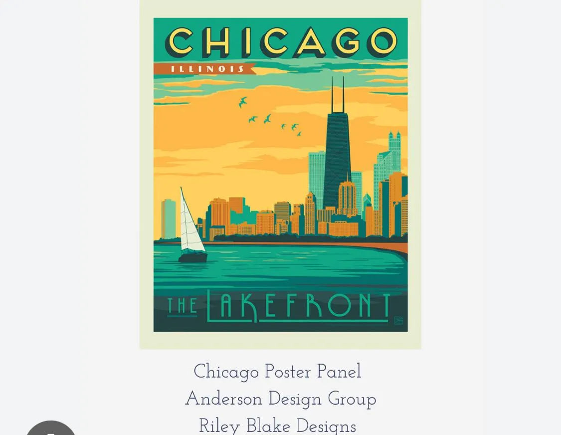 CHICAGO Poster Panel  - 36"x43.5", Digitally Printed - 100 percent cotton … Sold by the Yard! (Copy)