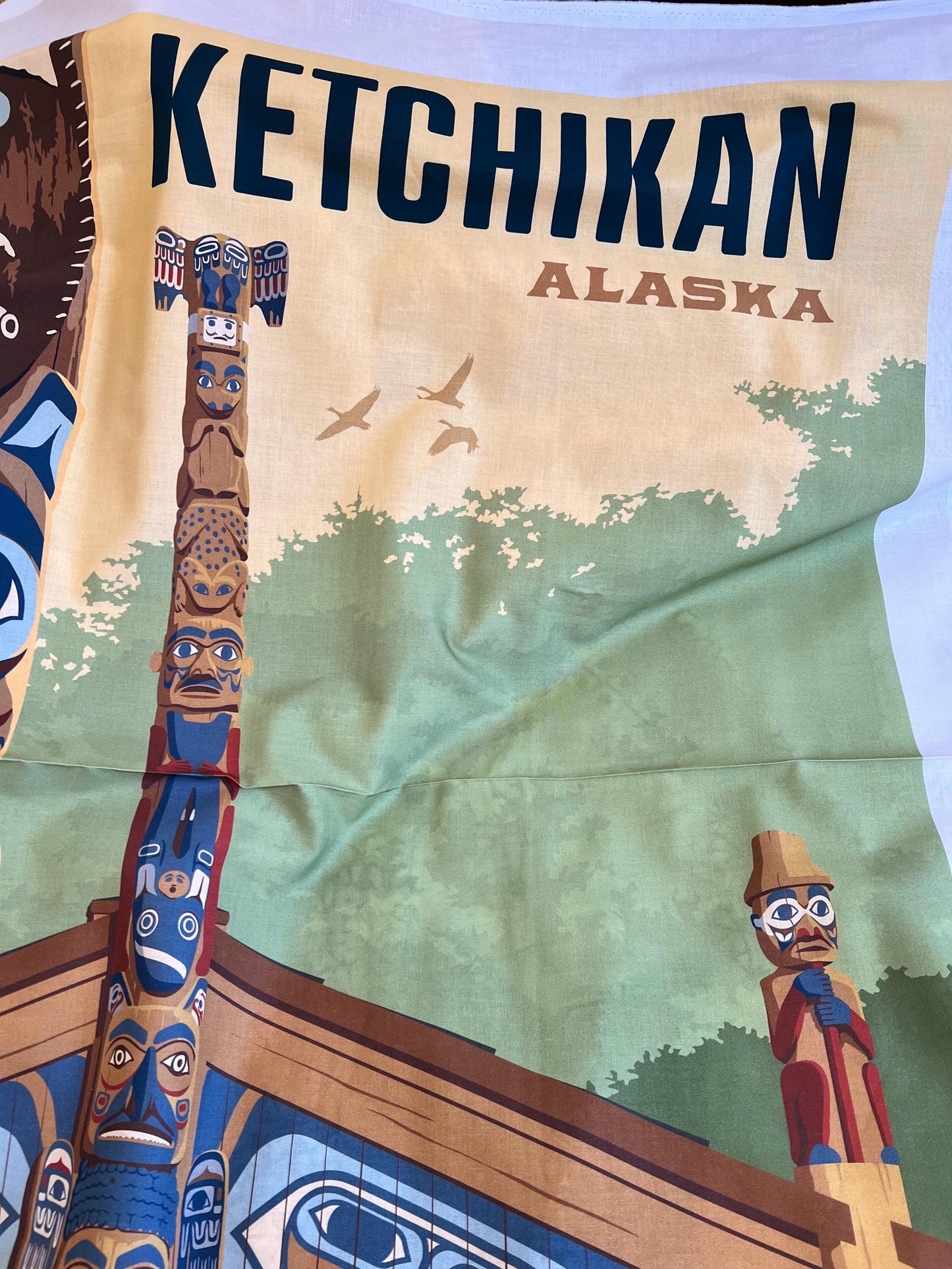 KETCHIKAN National Parks Poster Panel  - 36"x43.5", Digitally Printed - 100 percent cotton … Sold by the Yard!