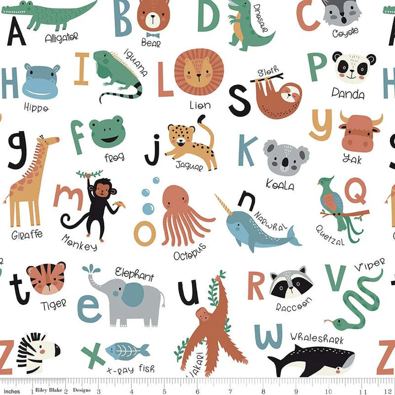 Flannel Alphabet Zoo Riley Blake Design - Sold by The YARD!